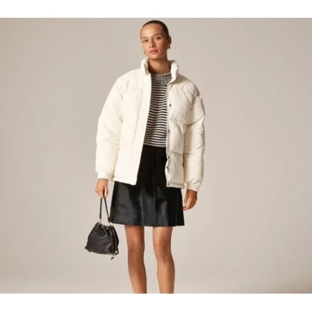 J.Crew Signature Puffer Jacket Cream Recycled PrimaLoft Water Repellent XXS